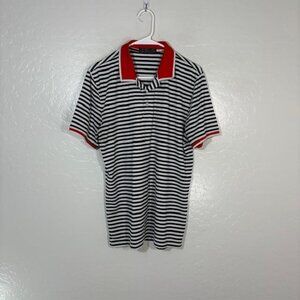 G/FORE Polo Shirt Mens Medium Navy White Red Striped Golf Performance Casual